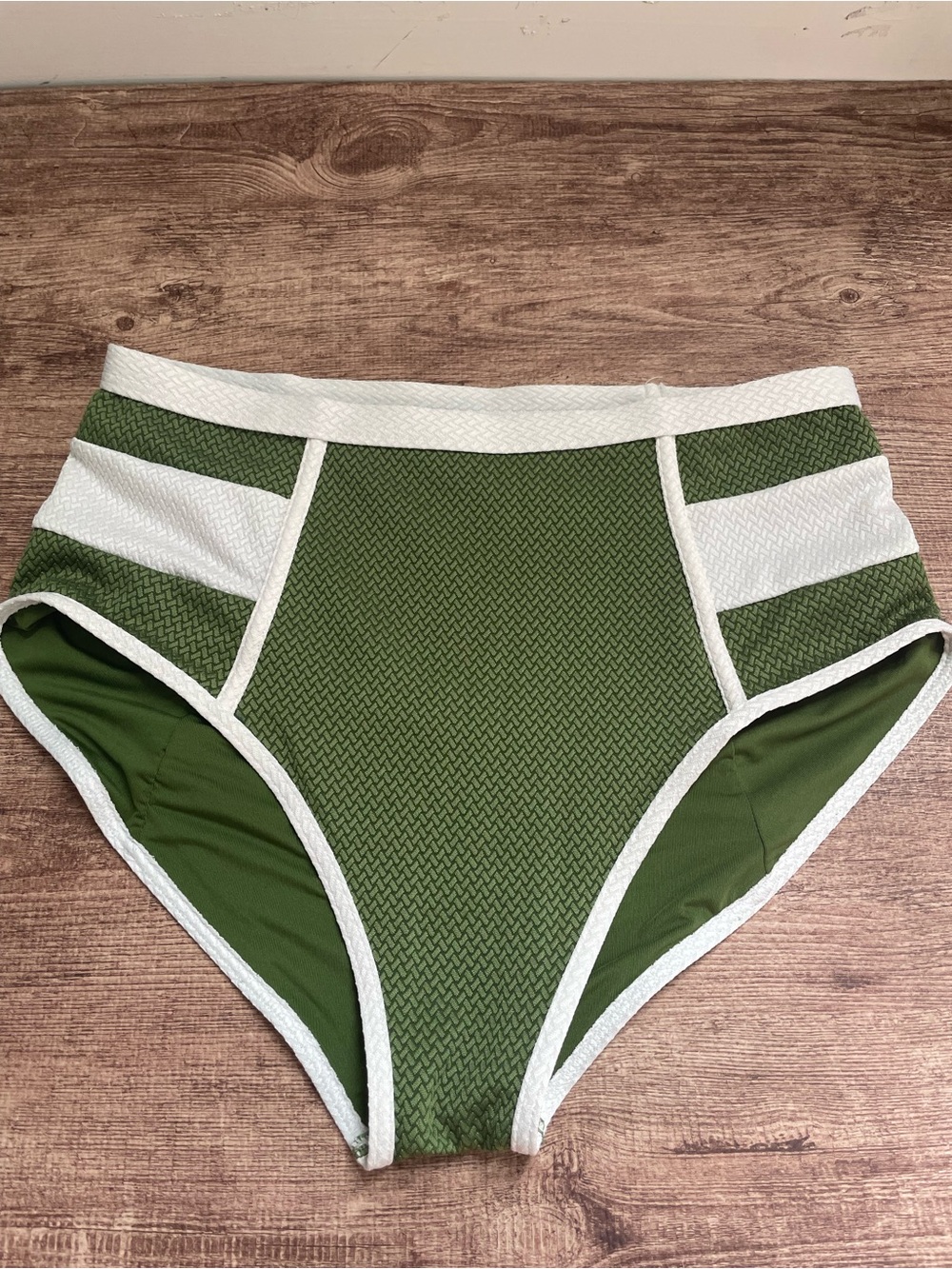 Downtown East Color Block Olive Green Bikini Swim Bottom Size Medium